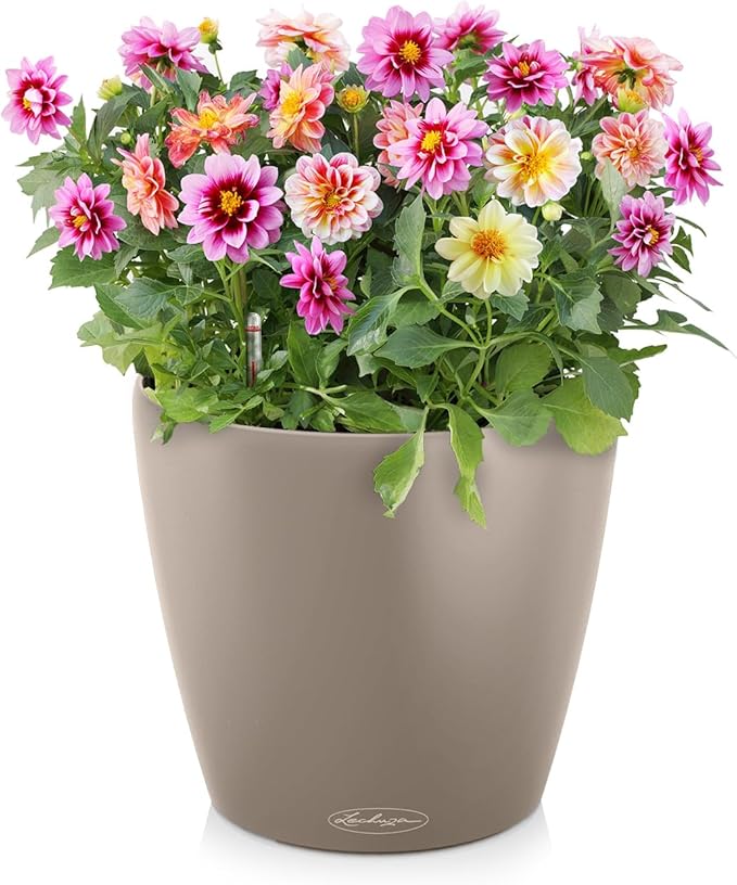 Lechuza Classico Color 70 Sand Brown, Self-Watering Large Round Planter, D27.6 H25.2 in