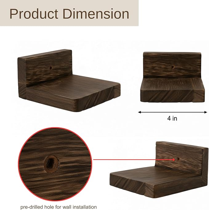 LaLaGreen Wood Planter Box for Indoor Plants (6 Pack) Wooden Wall Hanging Planters for Dried Flowers, Modern Farmhouse Wall Mount Greenery Decor Living Room, Bedroom, Kitchen, Office Home Garden