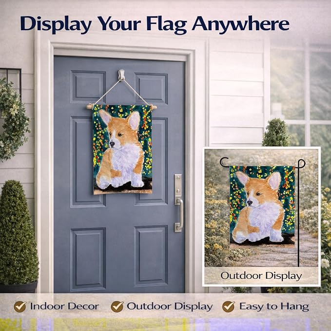 Caroline's Treasures SS8967GF Corgi Garden Flag Mailbox Flag Decorative Yard Flag Banner Outside Patio Artwork Yard Flower Beds, Garden Size, Multicolor