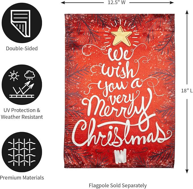 We Wish You a Merry Christmas Lustre Reversible Garden Flag