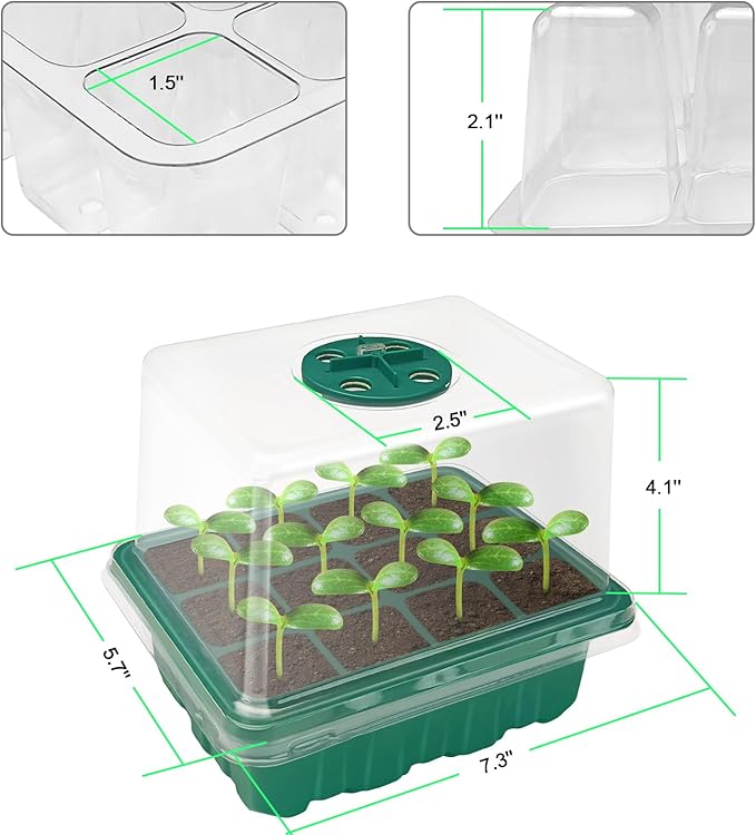 Idealife Seed Starter Tray, Seed Propagation Station with Grow Light,5 Pack | Seedling Starting Kit with Time Controller,Mini Greenhouse with Humidity Domes and Base,Plant Tray for Seeds Growing Starting