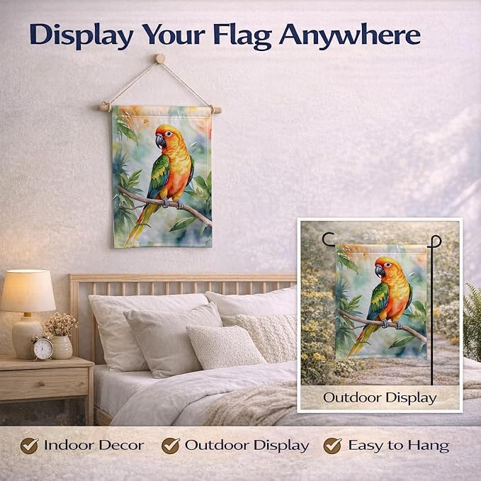 Caroline's Treasures Sun Conure Garden Flag Mailbox Flag Decorative Yard Flag Banner Outside Patio Artwork Yard Flower Beds, Garden Size, Multicolor