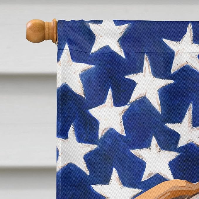 Caroline's Treasures CK6468CHF English Bulldog Dog American Flag House Flag Large Porch Sleeve Pole Decorative Outside Yard Banner Artwork Wall Hanging, Polyester, House Size, Multicolor