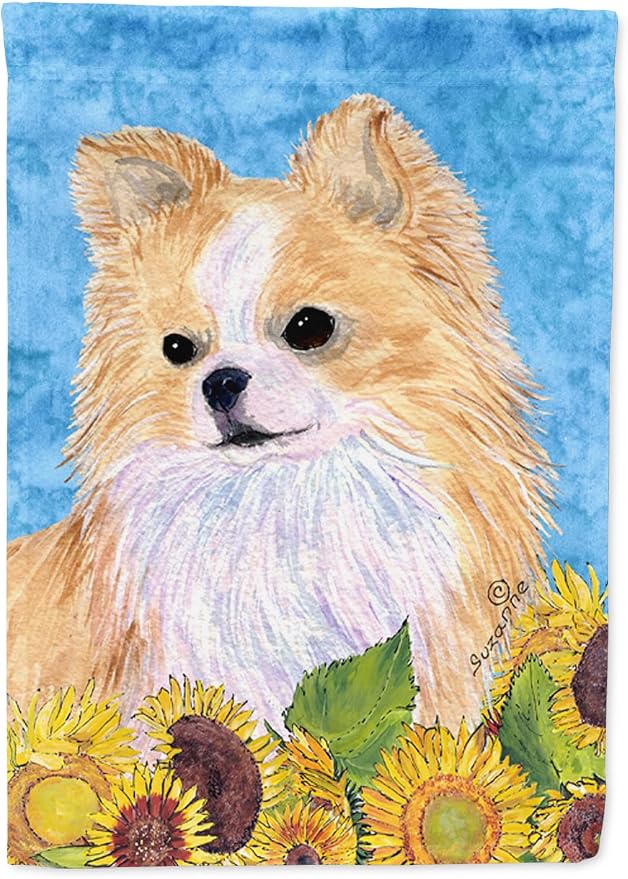 Caroline's Treasures SS4242GF Chihuahua in Summer Flowers Garden Flag Mailbox Flag Decorative Yard Flag Banner Outside Patio Artwork Yard Flower Beds, Garden Size, Multicolor
