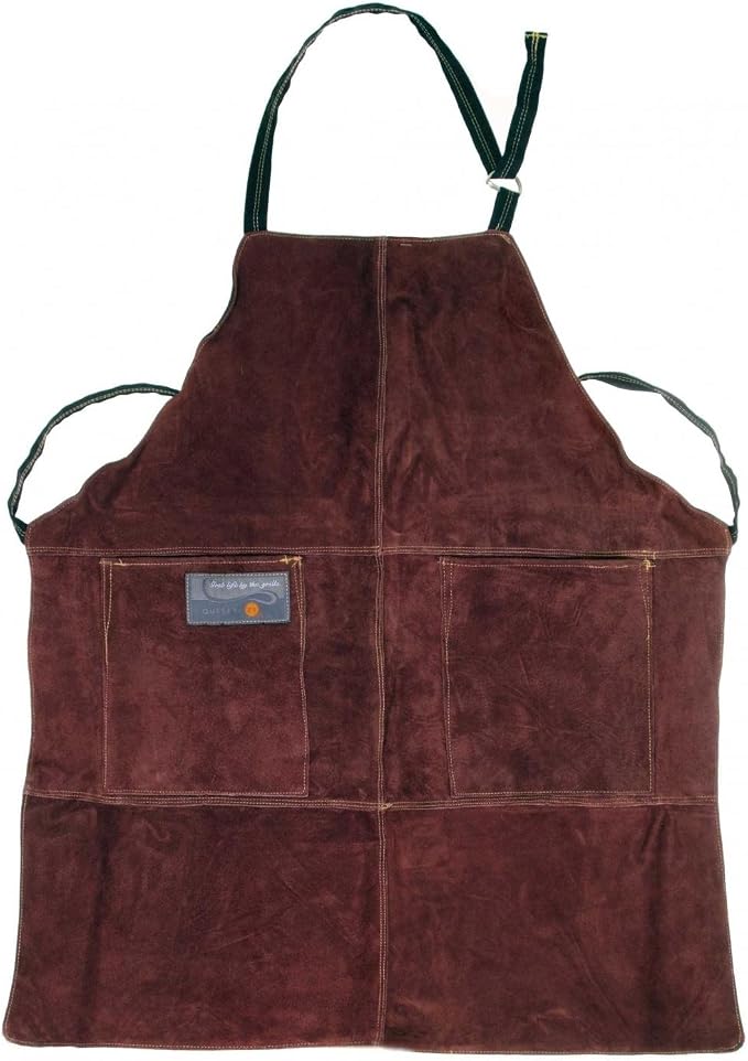 Outset Grill and Kitchen Apron, Brown Leather, 27" x 30"