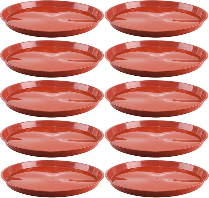 10 Pack Plant Saucer 16 Inches Plant Trays for Pots Plastic Round Drip Trays Flower Pot Saucers Black Planter Water Tray Plant Drainage Tray, Red
