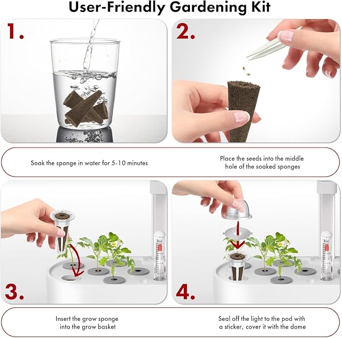 8-pod Red Strawberry & Tomato Seed Pod Kits for AeroGarden, Ahopegarden Hydroponics Growing System, 350+ Seeds (Include Red Strawberry, Tomato, Green Pepper, Eggplant, Peas, Cucumber, Okra, Pumpkin)