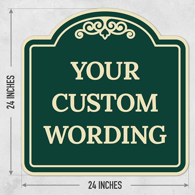 Custom Decorative Sign, Personalized Metal Sign for Business, Driveway, Home, Airbnb, Office Door Plaque,Green Background,24x24 Inches, ACM, Fade Resistant, Made in USA
