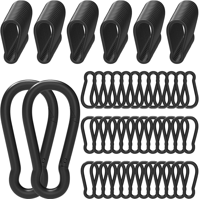 Heavy-Duty Carabiner Clip 1.57"–5.5", Black/Silver Spring Snap Hook, Quick Link Keychain Clip for Keys, Swing Set, Camping, Fishing, Hiking & Traveling (120–1350 lbs)