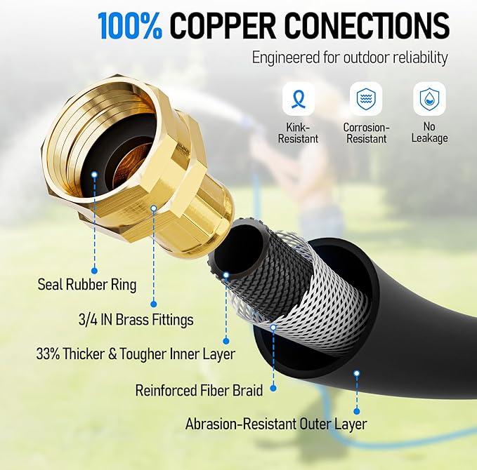 SPECILITE Retractable Hose Reel with 5/8'' Hot/Cold Garden Water Pipe 100ft, -50℉ -190℉, Heavy Duty Metal Wall Mount Spool, with 6ft Lead Hoses, Nozzle, 3/4'' Brass Fittings for Garage, Yard, Black