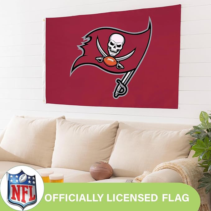 NFL Tampa Bay Buccaneers 3 x 5 Outdoor Durable House Flag with Grommets | Sport Team Flag & Banner | Indoor Wall Decoration for Room