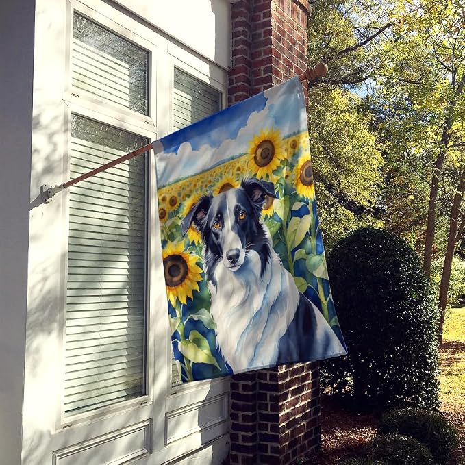 Caroline's Treasures DAC6034CHF Borzoi in Sunflowers House Flag Large Porch Sleeve Pole Decorative Outside Yard Banner Artwork Wall Hanging, Polyester, House Size, Multicolor