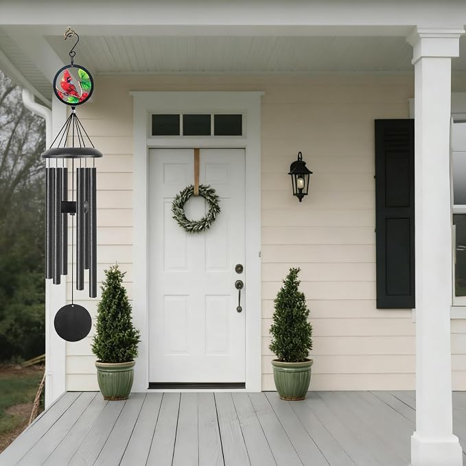 50" Cardinal Wind Chimes for Outside,Cardinal Gifts,with 6 Thick Aluminum Tubes, Soothing Deep Tone Suitable for Garden Decoration, Sympathy Gifts to Comfort Grief and Honor Loved Ones