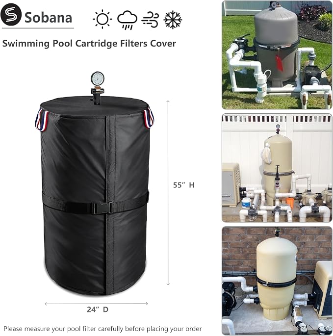 Pool Filter Cover with Plush Linner, 600D Waterproof Oxford Fabric Pool Equipment Cover, Suitable for Most Filters on Market(Universal Style)
