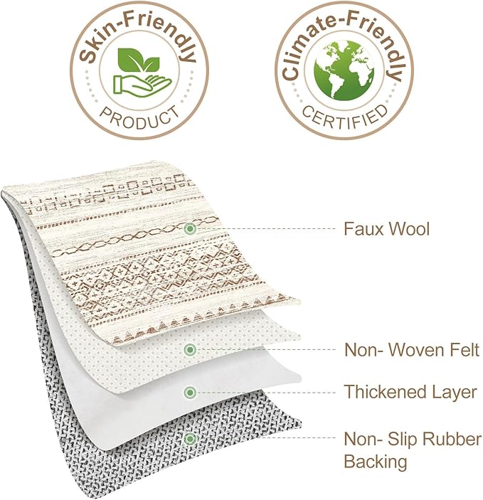 Nakagishi Boho 7x9 Area Rug Living Room Rugs Machine Washable Brown | Soft, Pet & Kid Friendly, Carpet for Living Room/Bedroom/Office/Kitchen/Nursery, Daily Home Decor Stain Resistant Moroccan