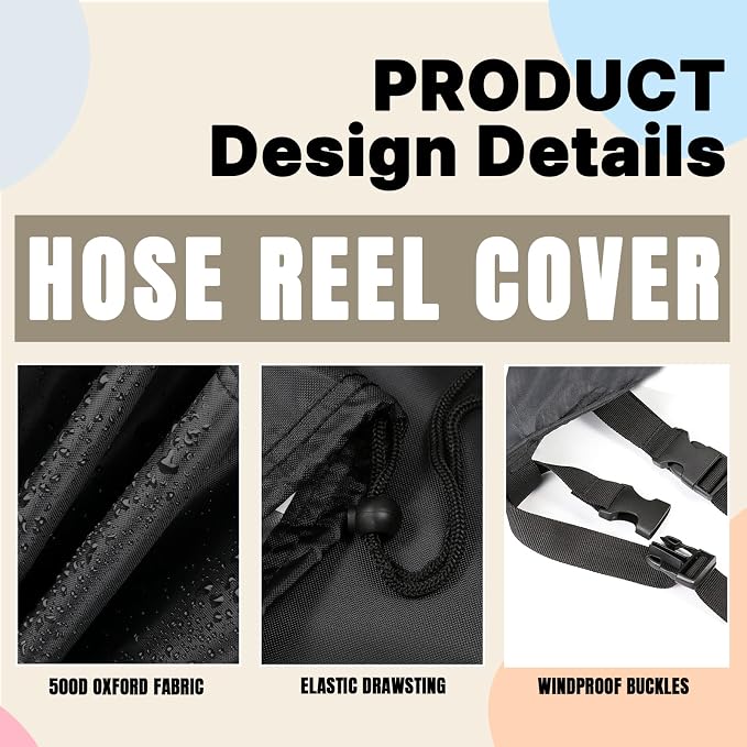 Water Hose Holder Cover for Outside,500D Waterproof Covers for Garden Hoses Rack for Outside Freestanding,Heavy Duty Garden-Hose Stand Shield (34x10.6x38in,Black)