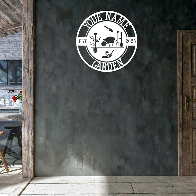 CFC012 Garden metal art logo, personalized metal logo, large shed garden logo, customized mural art, for garden outdoor decoration, personalized outdoor plaque