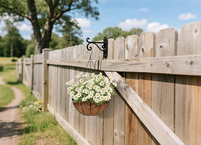 12 inch Metal Hanging Baskets for Plants Outdoor, 4 Pack Metal Wire Hanging Basket Planter with Coco Liner Flower Pots for Indoor Outdoor Garden Porch Patio, Heart-Shaped
