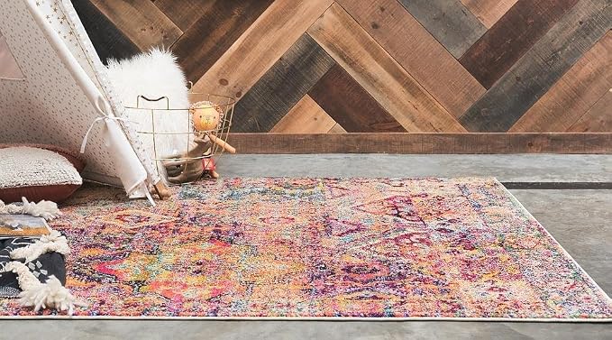 Unique Loom Monterey Collection Area Rug - Aztec (5' 1" x 8' Rectangle Multi/Blue)