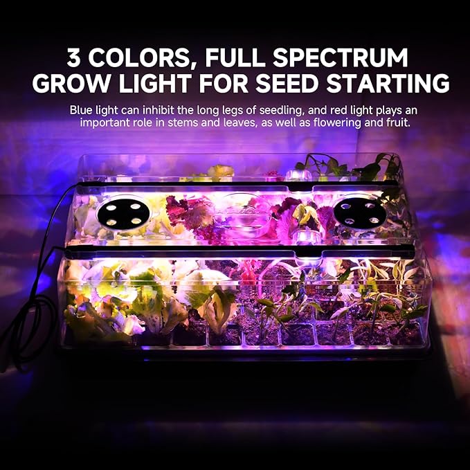 Seed Starter Trays with Grow Lights, Grow Lights for Seed Starting Kit, Timming Set, Indoor Plant Growing Kit for Gardeners, Germination Trays Kits, Gardening Gifts for Women, Mom Gifts (240 Cells)