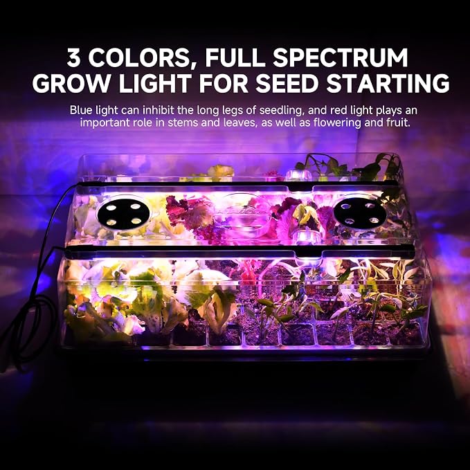 Seed Starter Trays with Grow Lights, Grow Lights for Seed Starting Kit, Timming Set, Indoor Plant Growing Kit for Gardeners, Germination Trays Kits, Gardening Gifts for Women, Mom Gifts