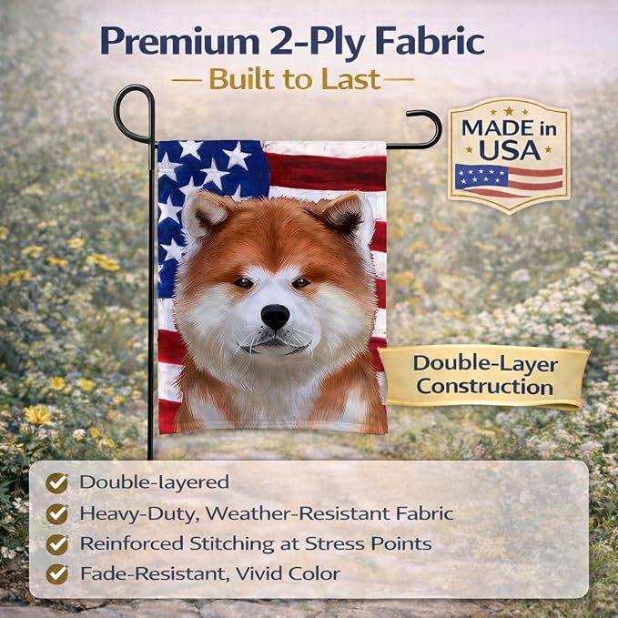 Caroline's Treasures CK6387GF Akita American Flag Garden Flag Mailbox Flag Decorative Yard Flag Banner Outside Patio Artwork Yard Flower Beds, Garden Size, Multicolor