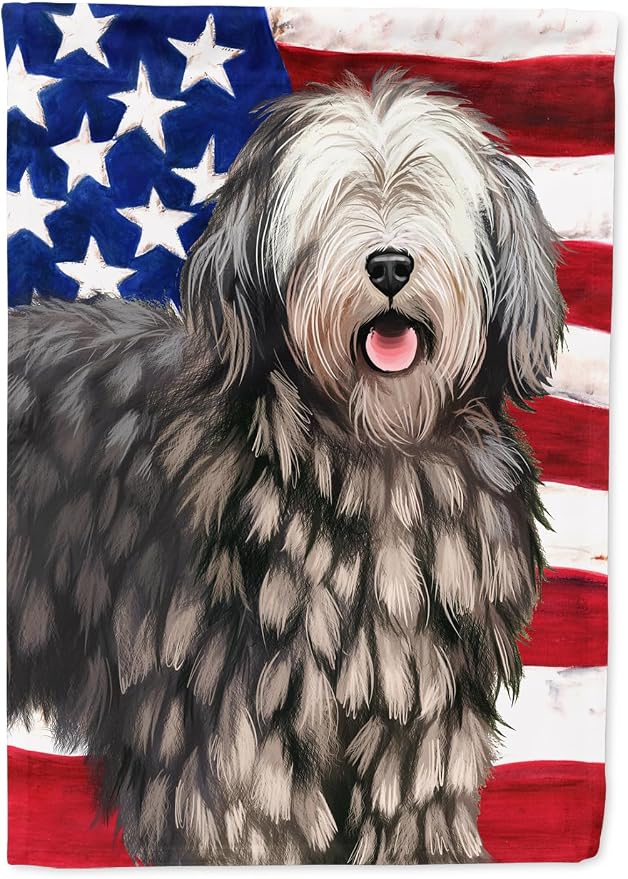 Caroline's Treasures CK6430GF Bergamasco American Flag Garden Flag Mailbox Flag Decorative Yard Flag Banner Outside Patio Artwork Yard Flower Beds, Garden Size, Multicolor