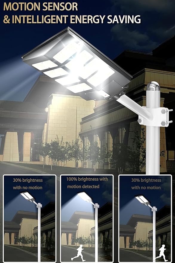 Gefolly SL-2800W Solar Street Lights Outdoor, 280000LM Commercial Parking Lot Light, 6500K Dusk to Dawn IP67 Security Flood Lights Motion Sensor Led Lamp for Basketball Court, Road, Yard