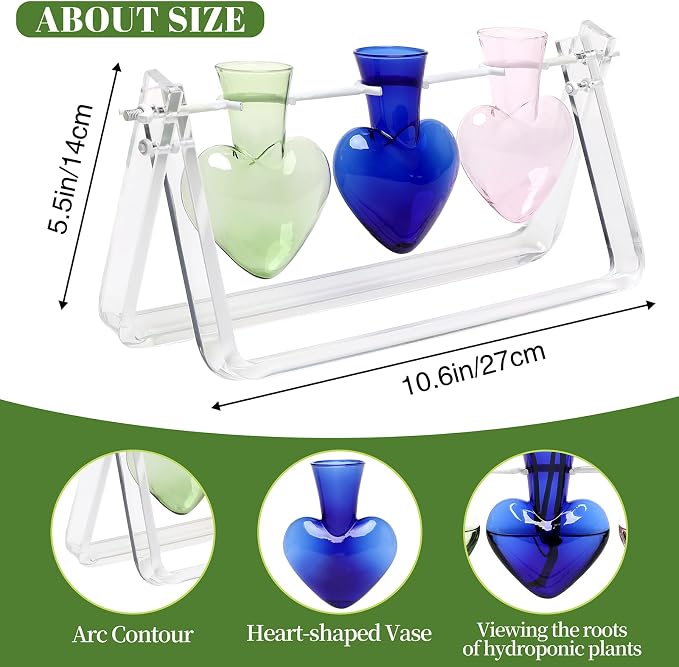 Clear Plant Terrarium Propagation Stations with Acrylic Stand | Birthday Gifts for Women Office Home Decor