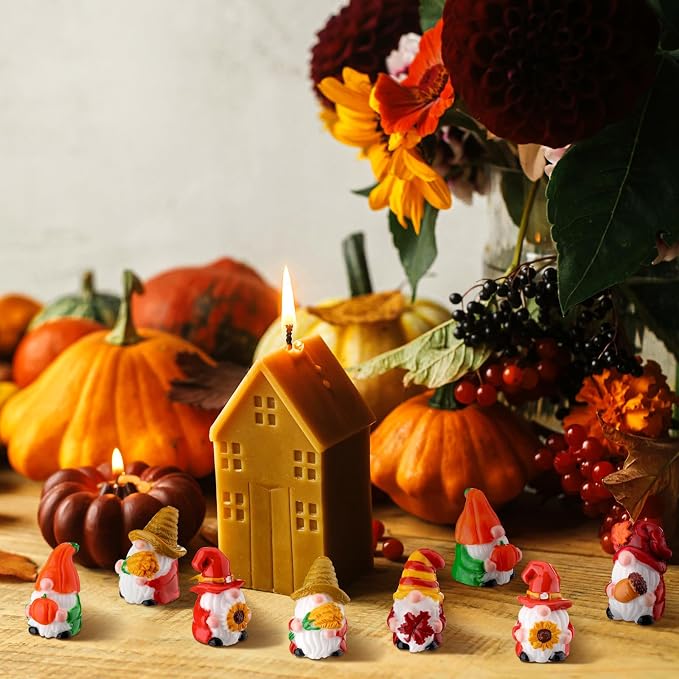 80 Pcs Thanksgiving Gnomes Bulk Miniature Thanksgiving Gnomes Figurines to Hide Fairy Resin Statues Pumpkin Maple Leaves Tiny Statues Gift Harvest Table Decorations for Patio Garden Landscape