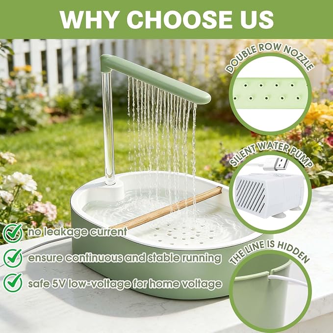 Automatic Bird Bath Circulating Water Large Parakeet Bathtub Bird Shower Fountain for Budgies, Cockatiels, Conures, Lovebirds, African Greys