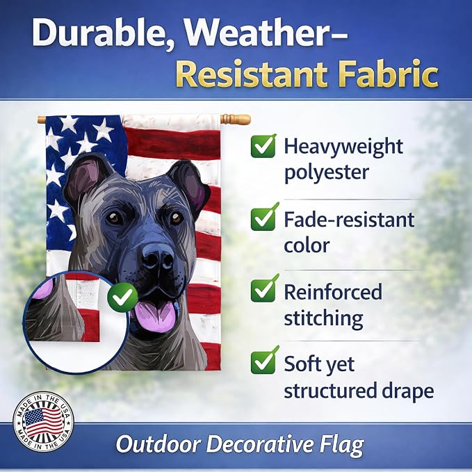 Caroline's Treasures CK6491CHF Cimarron Dog American Flag House Flag Large Porch Sleeve Pole Decorative Outside Yard Banner Artwork Wall Hanging, Polyester, House Size, Multicolor