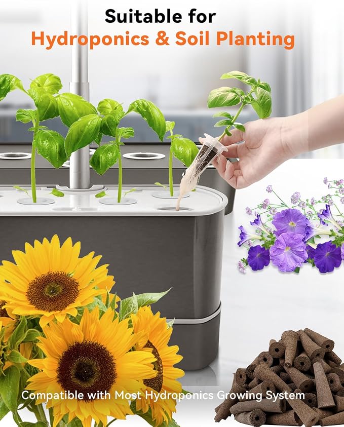 Vibrant Flower Seed Pod Kit Compatible with Gardencube, idoo,Ahopegarden Hydroponics Growing System with Marigold,Snapdragon,Cosmos,Sunflower,Zinnia,Lavender,Borage,Coneflower(16-Pod)