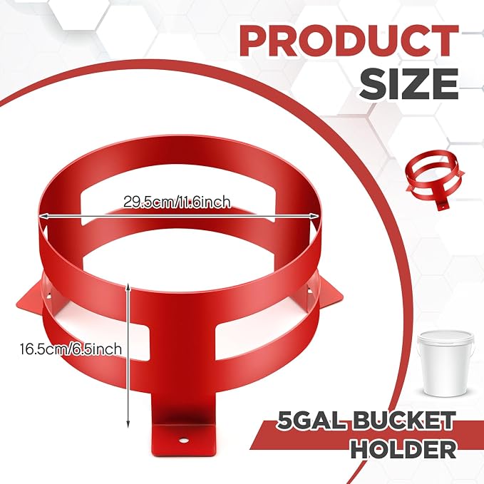 1 Pcs 5 Gallon Bucket Holder 11.6 x 6.5 Inch Red Bucket Holder Mount for RV, Truck, Cart
