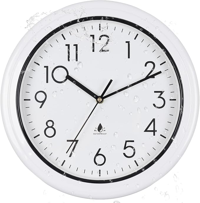 13 Inch Sealed Waterproof Outdoor Clock Non-Ticking Weatherproof Outdoor Wall Clocks Battery Operated Clock for Pool, Patio, Garden, Porch