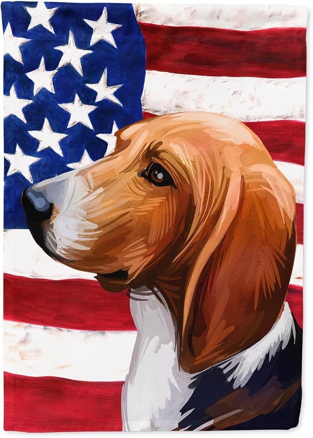 Caroline's Treasures CK6746GF Treeing Walker Coonhound American Flag Garden Flag Mailbox Flag Decorative Yard Flag Banner Outside Patio Artwork Yard Flower Beds, Garden Size, Multicolor