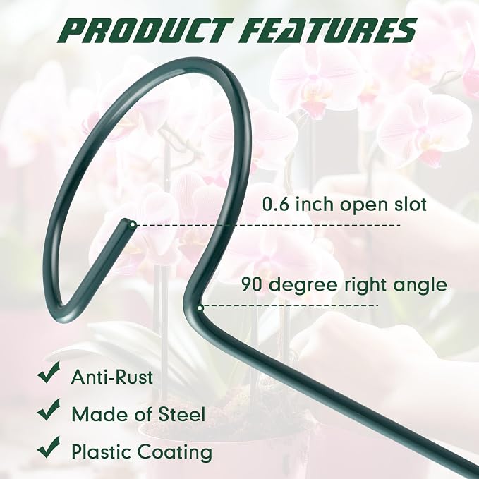 Wenqik 12 Pack 40 Inch Single Stem Plant Stakes Plant Support Stakes Green Plant Holder Metal Garden Stakes Flower Support Ring for Spring Outdoor and Indoor Tomato Peony Rose Lily Herbs Vegetable