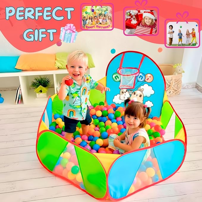 Ball Pit for Toddlers | Kids Ball Pit | Ball Pool for Babies | Piscina de Pelotas para Bebes | Playpen with Basketball Hoop and Zipper Storage Bag, 4 Ft/120CM G : Balls NOT Included pop up B