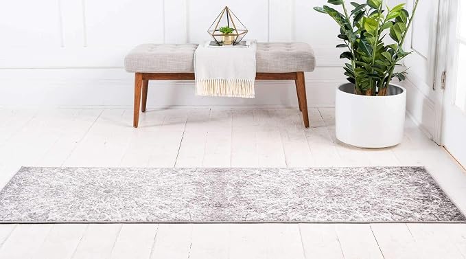Unique Loom Sofia Collection Area Rug - Grace (3' 1" x 19' 8" Runner Dark Gray/Gray)