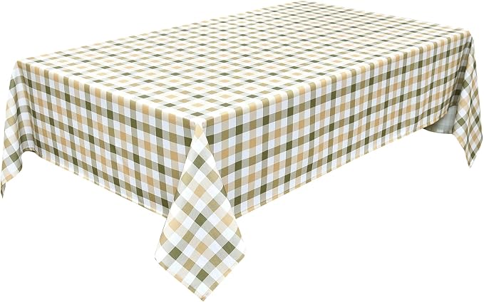 Classic Gingham Plaid Tablecloth Fabric - Rectangular 58x102 Inch Water Resistant Checked Table Cloth for Indoor/Outdoor Use - Table Cover for Kitchen, Picnics, Gardens, and Parties