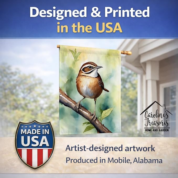 Caroline's Treasures South Carolina Wren House Flag Large Porch Sleeve Pole Decorative Outside Yard Banner Artwork Wall Hanging, Polyester, House Size, Multicolor