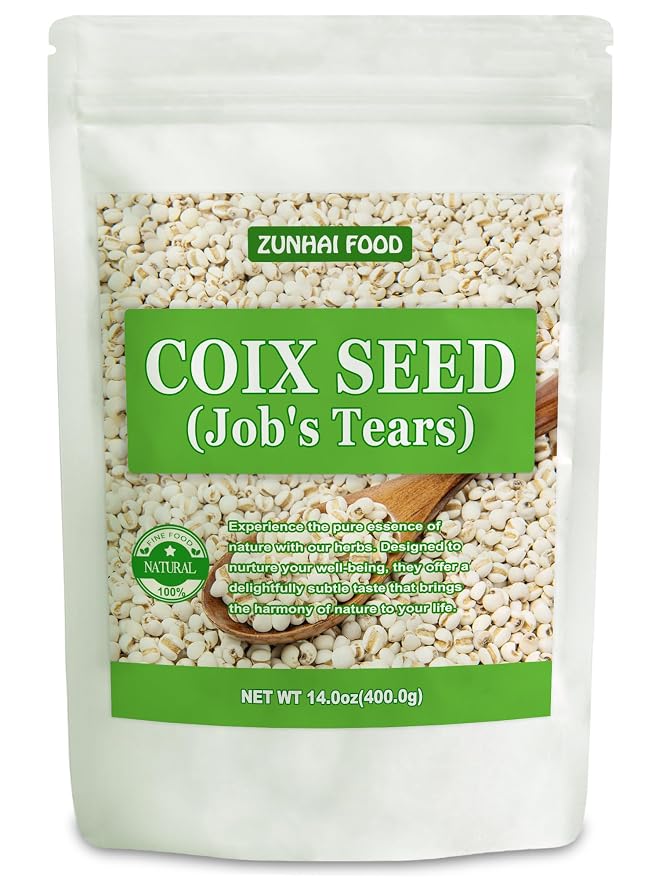 Dried Job’s Tears (Yi Yi Ren/Coix Seed), 14.0oz (400g) | Natural Pearl Barley for Tea, Soup | Gluten-Free Grain, Traditional Herb, Resealable Bag