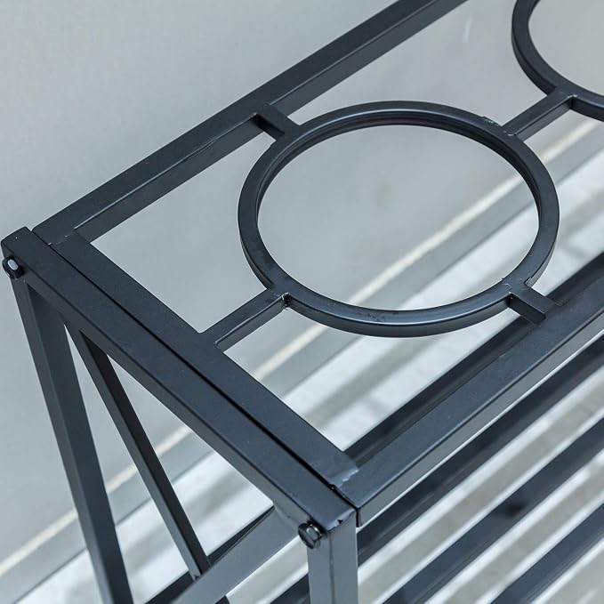 2-Tier Iron Pot Shelves, Plant Stand, Plant Shelf Holder, Flower Display Storage Rack for Outdoor, Indoor, Balcony 35.4’’ x 11.8’’ x 23.6’’