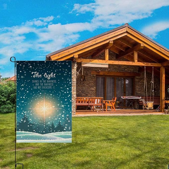 EMMTEEY Snow Garden Flag Winter Landscape Forest Snowfall Burlap Garden Flags 12.5X18 Small Garden Flag Double Sided Winter Yard Flag Holiday Garden Flags for Outside for Winter Christmas Decoration