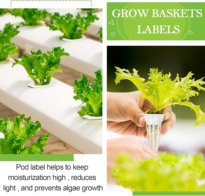 Cunhill 100 Pcs Hydroponic Grow Baskets and Seed Pod Label, 0.5 Inch, White | 0.5 Inch Grow Baskets,50 Hydroponic Grow Baskets & 50 Labels,Compatible with Hydroponic Growing System