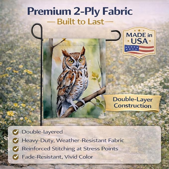 Caroline's Treasures Eastern Screech Owl Garden Flag Mailbox Flag Decorative Yard Flag Banner Outside Patio Artwork Yard Flower Beds, Garden Size, Multicolor