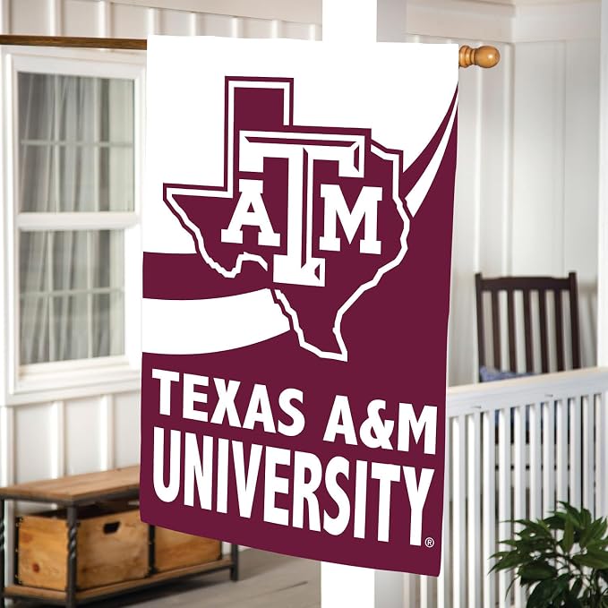 NCAA Texas A&M House Flag, 28 x 44, Double Sided Garden Flags for Outside, Outdoor College Flags & Banners for Gardens Patio, Indoor Wall Decor Flag for Room