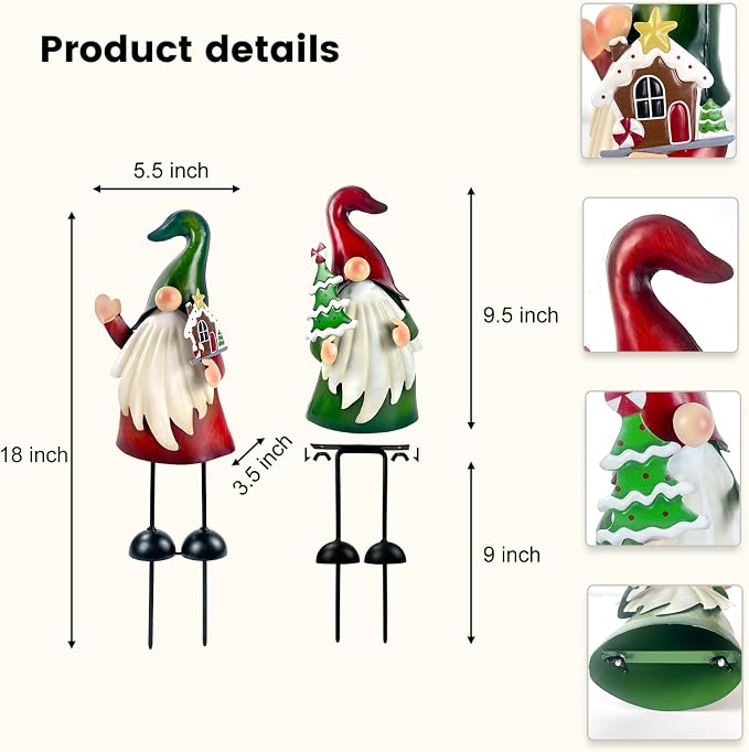 Outdoor Christmas Decorations Gnomes Decorative Garden Stakes, Unique Thanksgiving Gifts for Outside Garden Decor Yard Lawn Porch Party-18 Inch