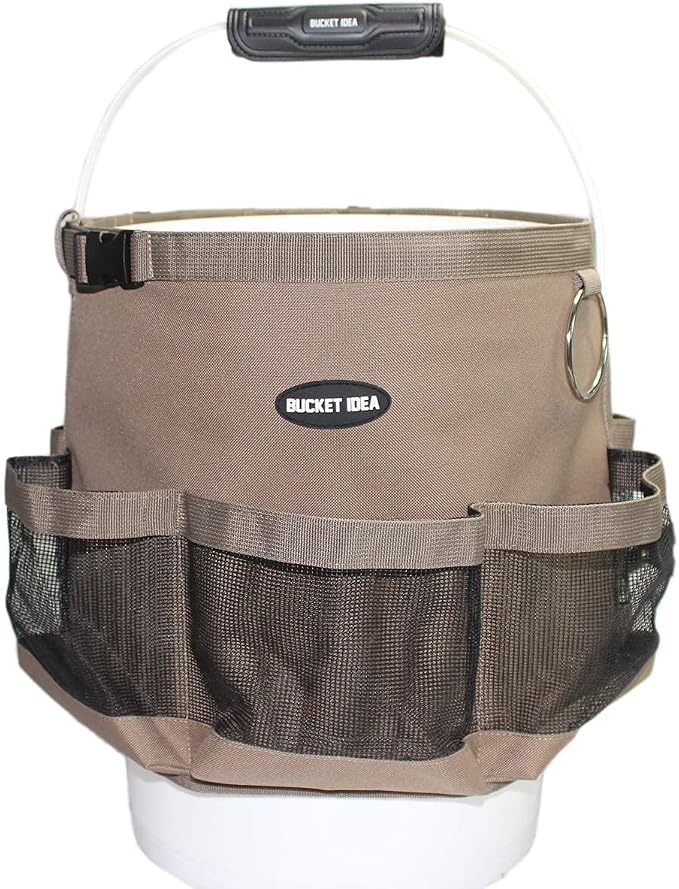 MELOTOUGH Wash Tool Organizer for 5 Gallon Bucket, cleaning bucket organizer Pockets for Clean Supplier Car Wash organizer Khaki Color (1)