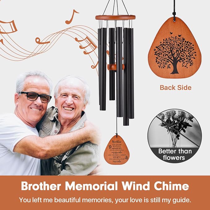 AMBOBE Memorial Gifts for Loss of Brother, 32" Memorial Wind Chimes for Loss of Brother Sympathy Gifts, Remembrance/Bereavement Gifts for Loss of Brother, Windchimes in Memory of Brother